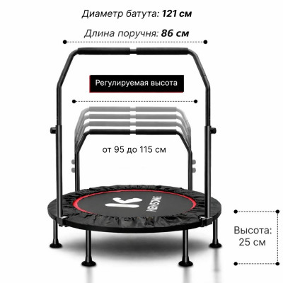Батут для фитнеса DFC KENSONE 48 BSD-48-Black с поручнем Батут для фитнеса DFC KENSONE 48 BSD-48-Black с поручнем