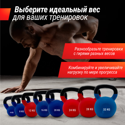 Гиря UNIX Fit виниловая 32 кг Blue