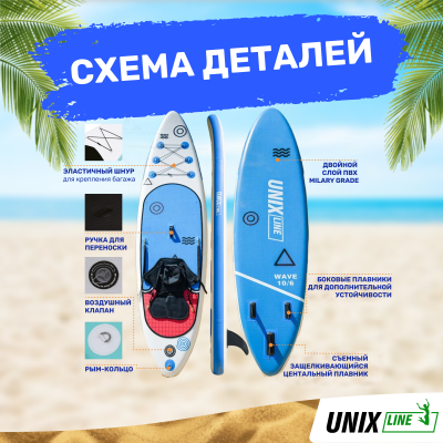 SUP-борд UNIX Line Deep Sea (320 см) + сиденье