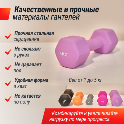 Комплект UNIX Fit: стойка с набором неопреновых гантелей от 1 до 5 кг