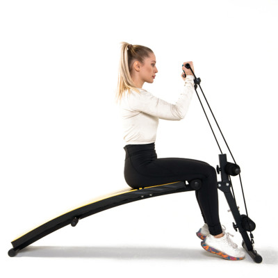 Скамья для пресса DFC с гантелями и эспандерами  D102RY