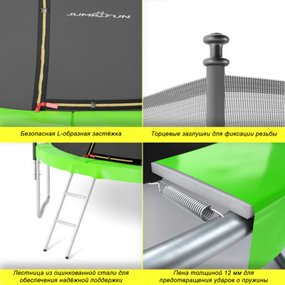 Батут с защитной сеткой DFC JUMP4FUN 6 ft зеленый с лестницей