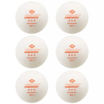 Мячики для н/тенниса DONIC EXCLUSIVE 3* 40+, 6 штук, белый Мячики для н/тенниса DONIC EXCLUSIVE 3* 40+, 6 штук, белый