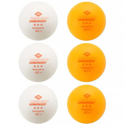 Мячики для н/тенниса DONIC EXCLUSIVE 3* 40+, 6 штук, белый + оранжевый Мячики для н/тенниса DONIC EXCLUSIVE 3* 40+, 6 штук, белый + оранжевый