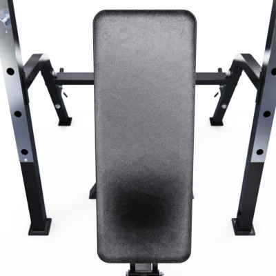 Скамья со стойками под штангу DFC GORILLA черная, с партой для бицепса