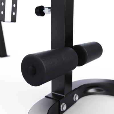 Скамья со стойками под штангу DFC GORILLA черная, с партой для бицепса