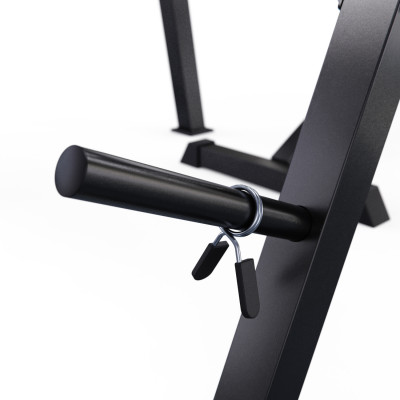 Скамья со стойками под штангу DFC GORILLA черная, с партой для бицепса