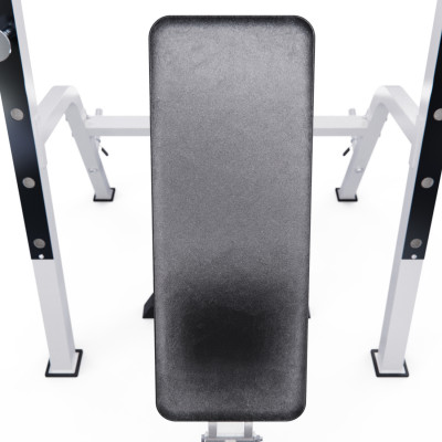 Скамья со стойками под штангу DFC GORILLA белая, с партой для бицепса