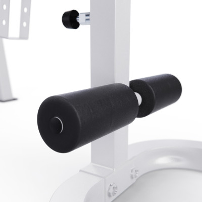 Скамья со стойками под штангу DFC GORILLA белая, с партой для бицепса