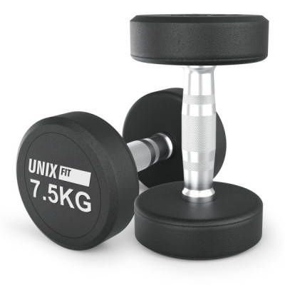 Гантель UNIX Fit PRO круглая обрезиненная 7,5 кг, 2 шт.