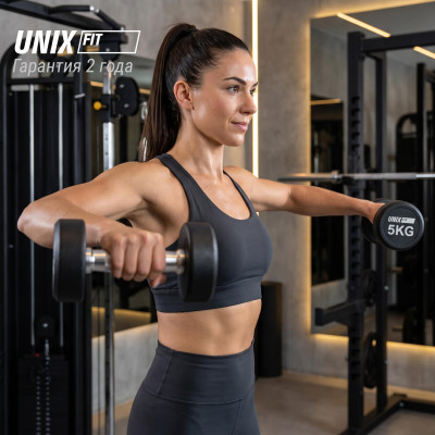 Гантель UNIX Fit PRO круглая обрезиненная 5 кг, 2 шт.