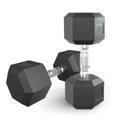 Гантель гексагональная UNIX Fit обрезиненная 15 кг, 2 шт.