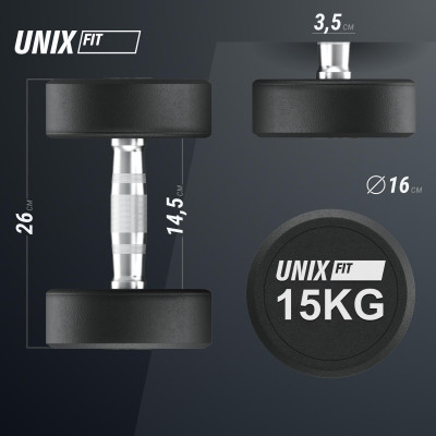 Гантель UNIX Fit PRO круглая обрезиненная 15 кг, 2 шт. Гантель UNIX Fit PRO круглая обрезиненная 15 кг, 2 шт.