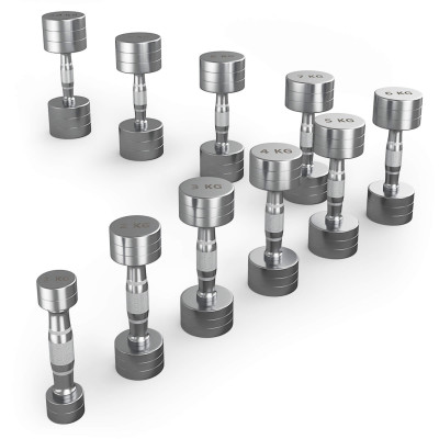 Ряд гантелей круглых UNIX Fit хромированных от 1 до 10 кг