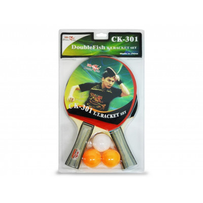 Набор для настольного тенниса Double Fish СК-301: 2 ракетки, 3 мяча