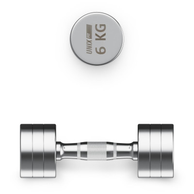 Гантель UNIX Fit PRO круглая хромированная 6 кг, 2 шт. Гантель UNIX Fit PRO круглая хромированная 6 кг, 2 шт.
