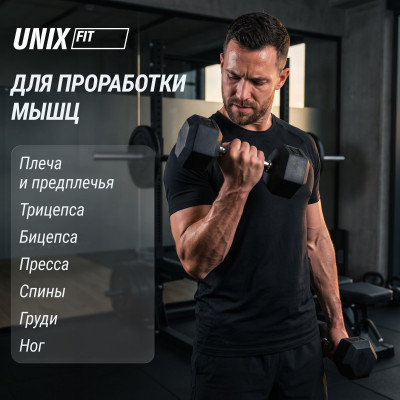 Гантель гексагональная UNIX Fit обрезиненная 2,5 кг, 2 шт. Гантель гексагональная UNIX Fit обрезиненная 2,5 кг, 2 шт.