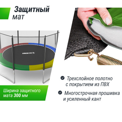 Батут UNIX Line Simple 12 ft (366 см) с внешней защитной сеткой, цветной Батут UNIX Line Simple 12 ft (366 см) с внешней защитной сеткой, цветной