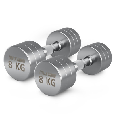Гантель UNIX Fit PRO круглая хромированная 8 кг, 2 шт. Гантель UNIX Fit PRO круглая хромированная 8 кг, 2 шт.
