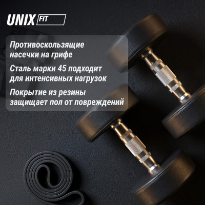 Гантель UNIX Fit PRO круглая обрезиненная 50 кг / шт.