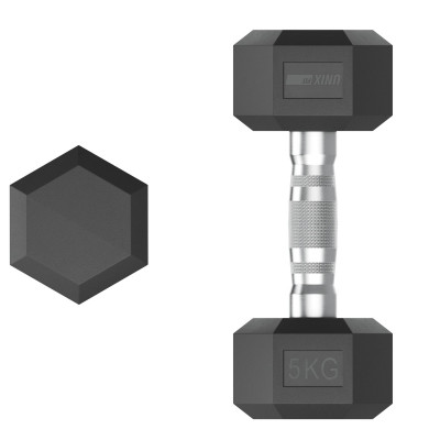 Гантель гексагональная UNIX Fit обрезиненная 5 кг, 2 шт.
