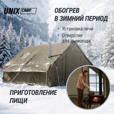 Надувная палатка UNIX Camp Sirius 4х3 зеленый (+ навес) Надувная палатка UNIX Camp Sirius 4х3 зеленый (+ навес)