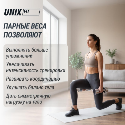 Гантель UNIX Fit PRO круглая хромированная 2 кг, 2 шт. Гантель UNIX Fit PRO круглая хромированная 2 кг, 2 шт.