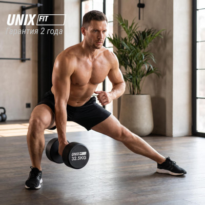 Гантель UNIX Fit PRO круглая обрезиненная 32,5 кг / шт. Гантель UNIX Fit PRO круглая обрезиненная 32,5 кг / шт.