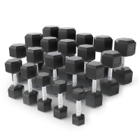 Ряд гантелей гексагональных UNIX Fit обрезиненные от 2,5 до 50 кг