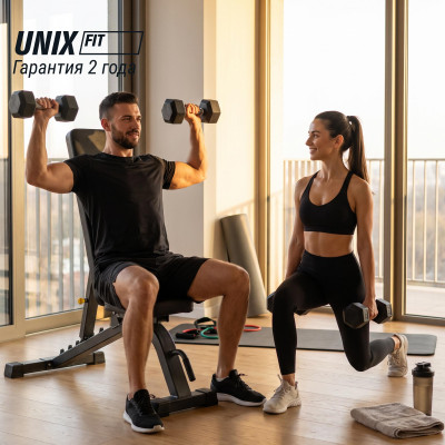 Гантель гексагональная UNIX Fit обрезиненная 7,5 кг, 2 шт. Гантель гексагональная UNIX Fit обрезиненная 7,5 кг, 2 шт.