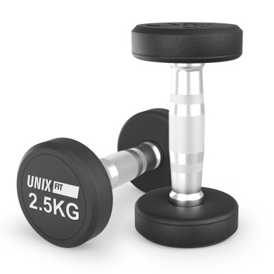Гантель UNIX Fit PRO круглая обрезиненная 2,5 кг, 2 шт.