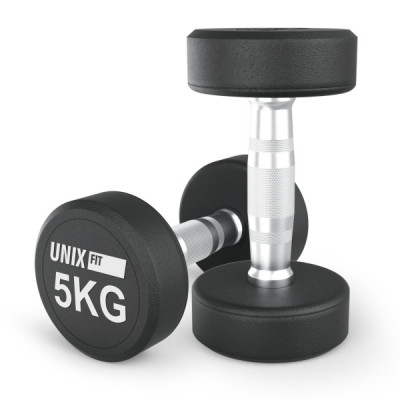 Гантель UNIX Fit PRO круглая обрезиненная 5 кг, 2 шт.