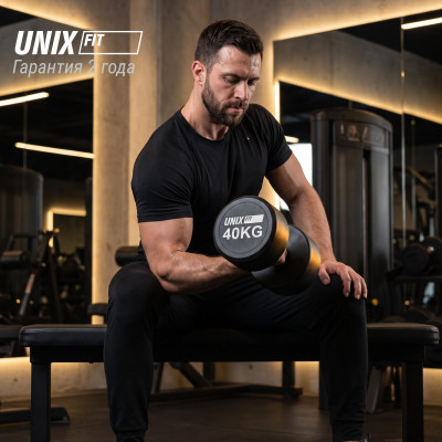 Гантель UNIX Fit PRO круглая обрезиненная 40 кг / шт. Гантель UNIX Fit PRO круглая обрезиненная 40 кг / шт.