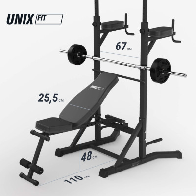Турник-пресс-брусья со скамьей UNIX Fit силовая стойка / Power Tower 150P
