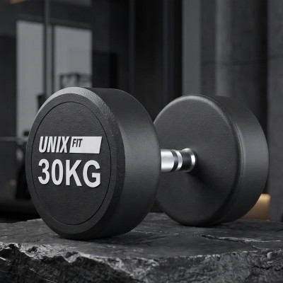 Гантель UNIX Fit PRO круглая обрезиненная 30 кг / шт. Гантель UNIX Fit PRO круглая обрезиненная 30 кг / шт.