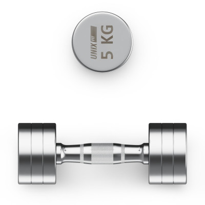 Гантель UNIX Fit PRO круглая хромированная 5 кг, 2 шт. Гантель UNIX Fit PRO круглая хромированная 5 кг, 2 шт.