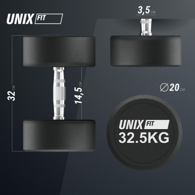 Гантель UNIX Fit PRO круглая обрезиненная 32,5 кг / шт. Гантель UNIX Fit PRO круглая обрезиненная 32,5 кг / шт.