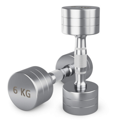 Гантель UNIX Fit PRO круглая хромированная 6 кг, 2 шт.