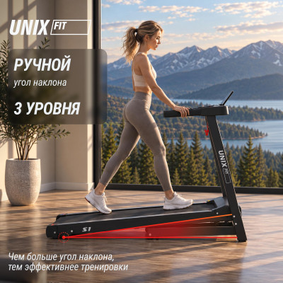 Беговая дорожка UNIX Fit Hi-tech S1 черный Беговая дорожка UNIX Fit Hi-tech S1 черный