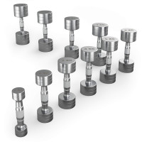 Ряд гантелей круглых UNIX Fit хромированных от 1 до 10 кг