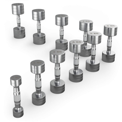 Ряд гантелей круглых UNIX Fit хромированных от 1 до 10 кг