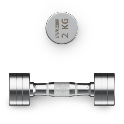 Гантель UNIX Fit PRO круглая хромированная 2 кг, 2 шт. Гантель UNIX Fit PRO круглая хромированная 2 кг, 2 шт.