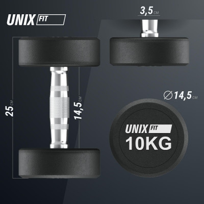 Гантель UNIX Fit PRO круглая обрезиненная 10 кг, 2 шт. Гантель UNIX Fit PRO круглая обрезиненная 10 кг, 2 шт.