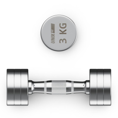Гантель UNIX Fit PRO круглая хромированная 3 кг, 2 шт. Гантель UNIX Fit PRO круглая хромированная 3 кг, 2 шт.