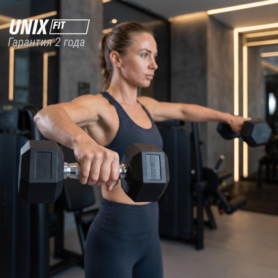 Гантель гексагональная UNIX Fit обрезиненная 7,5 кг, 2 шт. Гантель гексагональная UNIX Fit обрезиненная 7,5 кг, 2 шт.