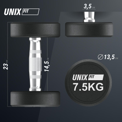Гантель UNIX Fit PRO круглая обрезиненная 7,5 кг, 2 шт.