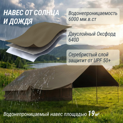 Надувная палатка UNIX Camp Sirius 4х3 зеленый (+ навес) Надувная палатка UNIX Camp Sirius 4х3 зеленый (+ навес)