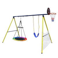 Комплекс уличный игровой с воротами UNIX Line 4 в 1 Yellow