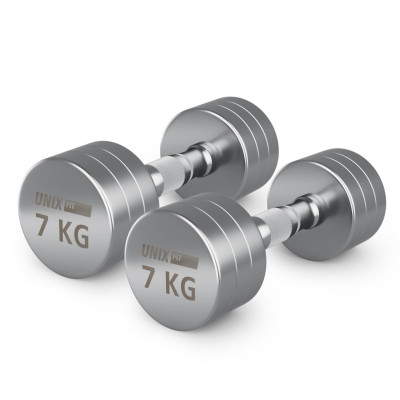 Гантель UNIX Fit PRO круглая хромированная 7 кг, 2 шт. Гантель UNIX Fit PRO круглая хромированная 7 кг, 2 шт.