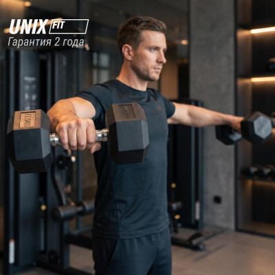 Гантель гексагональная UNIX Fit обрезиненная 17,5 кг, 2 шт.